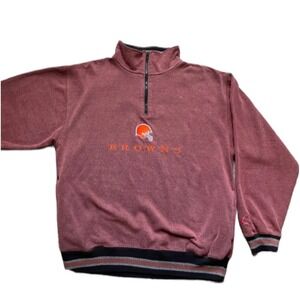 VTG  Cleveland Browns Sweatshirt 1/4 Zip Up Cadre Athletic Y2K Size Large Brown